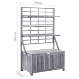vidaXL Opbergbox met latwerk 99x55x160 cm massief acaciahout grijs