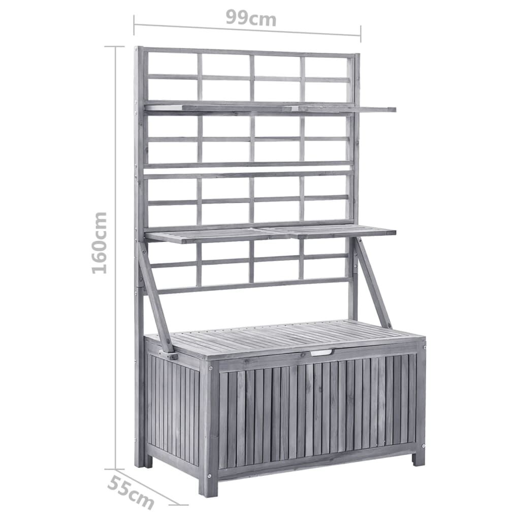 vidaXL Opbergbox met latwerk 99x55x160 cm massief acaciahout grijs