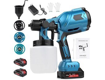 Accu-Verfspuitapparaat-Set 1000 Ml, 500W Makita21V Interface Batterijgevoede Hvlp-Elektrische Spuitpistool Met 2 Accu'S + 3 Spuitmonden, Doe-Het-Zelf-Verfgereedschap, Voor Muren, Plafonds, Tuinhekken