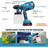 Accu-Verfspuitapparaat-Set 1000 Ml, 500W Makita21V Interface Batterijgevoede Hvlp-Elektrische Spuitpistool Met 2 Accu'S + 3 Spuitmonden, Doe-Het-Zelf-Verfgereedschap, Voor Muren, Plafonds, Tuinhekken