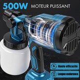 Accu-Verfspuitapparaat-Set 1000 Ml, 500W Makita21V Interface Batterijgevoede Hvlp-Elektrische Spuitpistool Met 2 Accu'S + 3 Spuitmonden, Doe-Het-Zelf-Verfgereedschap, Voor Muren, Plafonds, Tuinhekken