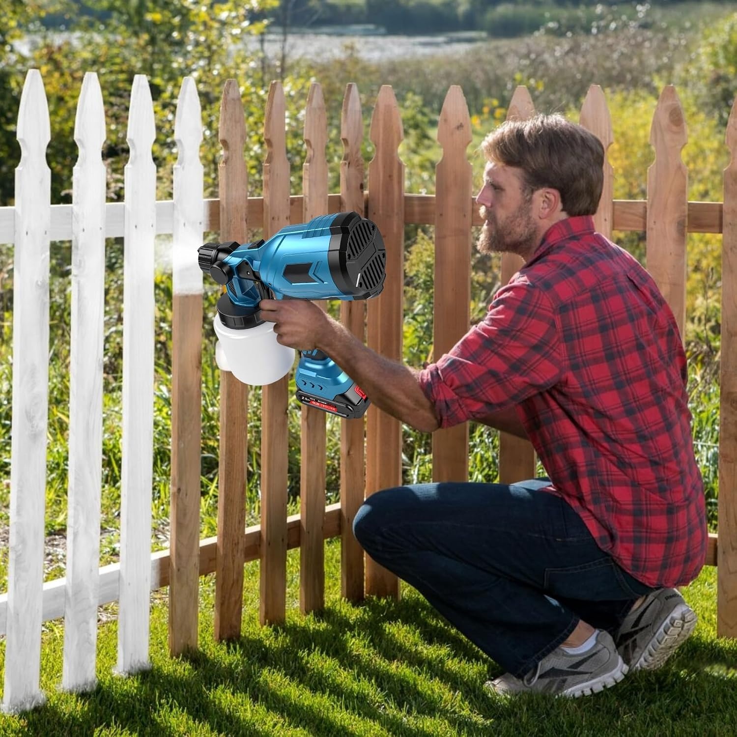 Accu-Verfspuitapparaat-Set 1000 Ml, 500W Makita21V Interface Batterijgevoede Hvlp-Elektrische Spuitpistool Met 2 Accu'S + 3 Spuitmonden, Doe-Het-Zelf-Verfgereedschap, Voor Muren, Plafonds, Tuinhekken