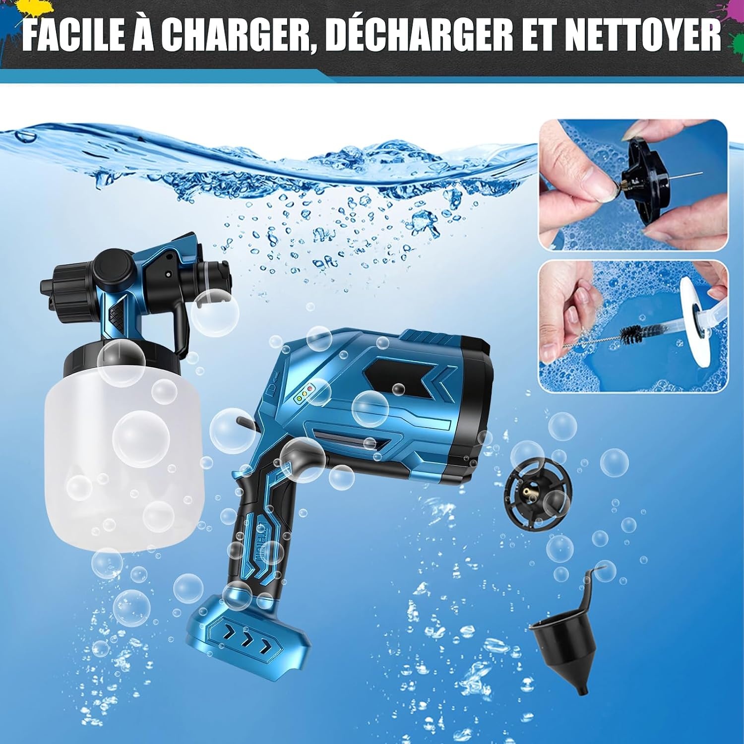 Accu-Verfspuitapparaat-Set 1000 Ml, 500W Makita21V Interface Batterijgevoede Hvlp-Elektrische Spuitpistool Met 2 Accu'S + 3 Spuitmonden, Doe-Het-Zelf-Verfgereedschap, Voor Muren, Plafonds, Tuinhekken