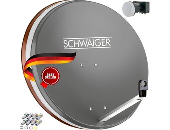 SCHWAIGER 517 SAT systeem complete set satellietschotel, Quad LNB (digitaal), 8x F-connector 7mm, satellietantenne staal, antraciet incl. montagemateriaal