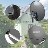 SCHWAIGER 517 SAT systeem complete set satellietschotel, Quad LNB (digitaal), 8x F-connector 7mm, satellietantenne staal, antraciet incl. montagemateriaal