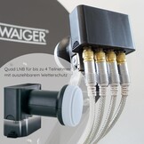 SCHWAIGER 517 SAT systeem complete set satellietschotel, Quad LNB (digitaal), 8x F-connector 7mm, satellietantenne staal, antraciet incl. montagemateriaal