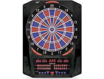 Carromco elektronisch dartbord Topaz-901 – softdartbord met 2-gaats systeem, rood-blauw, 1–8 spelers, netvoeding, softdarts – 40 spellen & 761 spelvarianten (o.a. cricket)