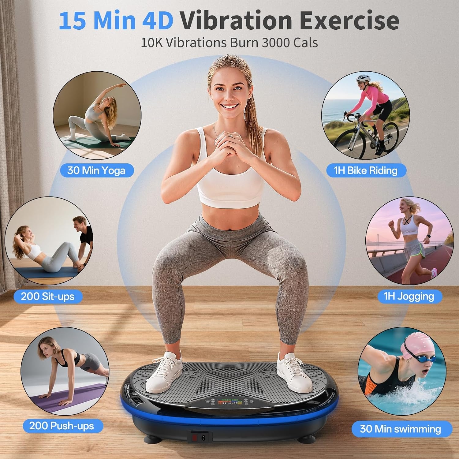 JOROTO Vibration Plate 4D Home 3 Powerful Motors Professional Full Body Training LED Light Strips up to 158 kg Quiet and Non-Slip Ideal for Home Fitness