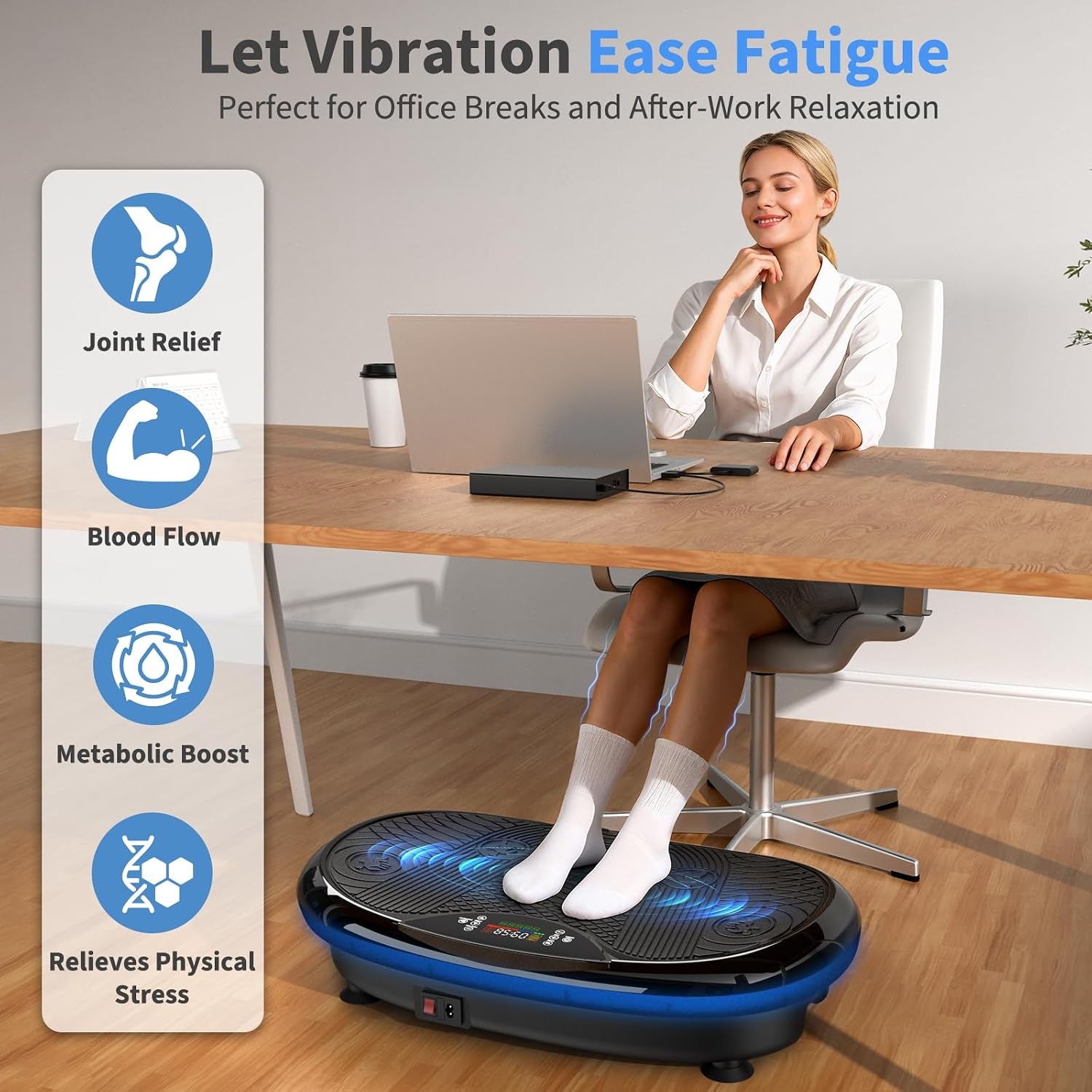 JOROTO Vibration Plate 4D Home 3 Powerful Motors Professional Full Body Training LED Light Strips up to 158 kg Quiet and Non-Slip Ideal for Home Fitness