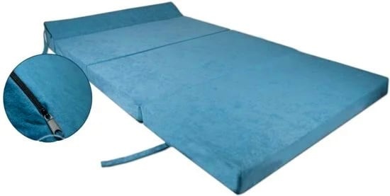 Opvouwbaar matras met hoofdkussen - Wasbare hoes - 200cm x 120cm x 10cm - Petrol