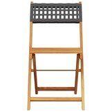vidaXL Opklapbare stoelen, 2 stuks, zwart, massief acaciahout en polyrotan.