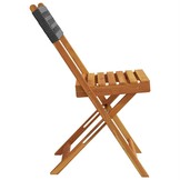vidaXL Opklapbare stoelen, 2 stuks, zwart, massief acaciahout en polyrotan.