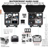 Draagkoffer voor DJI Flip, Fly More Combo, RC 2/N3/N2, 8 accu's, laadstation & accessoires. Waterdicht, Hard PP/EVA, Zwart, 36x13.6x32.5 cm (alleen ko