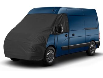 Voorruit Wrap Cover Vervanging voor Renault Master 2010-2024, Vervanging voor Opel Movano 2010-2024, Luxe Zonwering Volledige Okklusie Voorruitafdekking 420D Vervanging voor Nissan NV400 (Zwart)