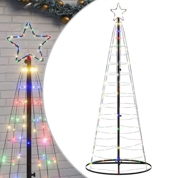 vidaXL LED-kerstboom 200 LEDs kleurrijk 182 cm