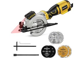 Krachtige Mini Cirkelzaag: 705W, 3500 RPM, 6 Bladen & Laser