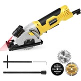 Mini-cirkelzaag, ENVENTOR Mini-handcirkelzaag 705W, 3500 RPM, lasergeleider, 6 bladen Ø115 mm, snede: 42.8 mm/90º, 28 mm/45º, voor het zagen van tegels, hout, zacht metaal | 3500 rpm, maximale snede: 42,8 mm (90 °) en 20 mm (45 °), voor het snijden van te