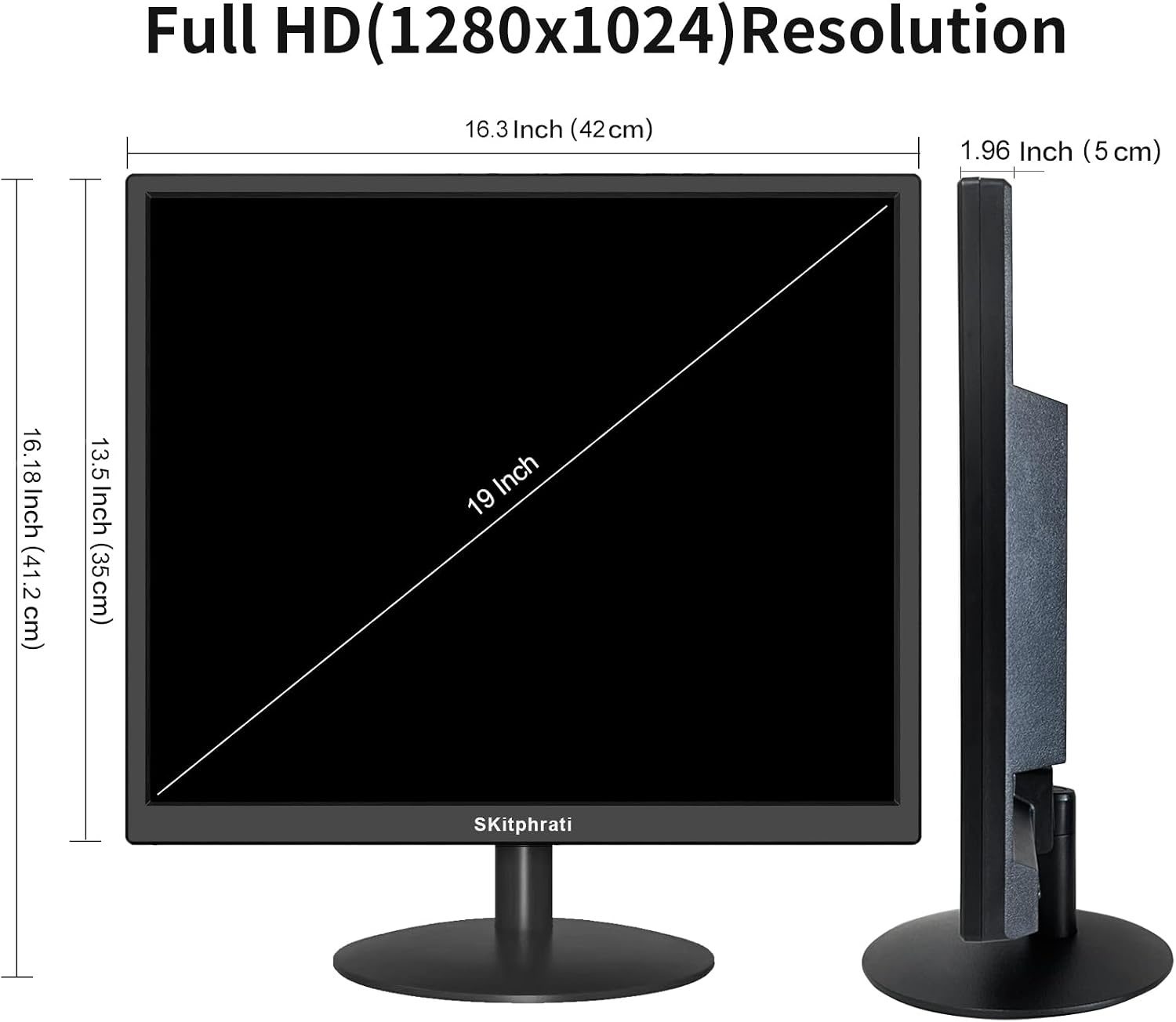 SKitphrati 19 inch LED PC Monitor - 1280x1024 - 75Hz - HDMI & VGA - Zwart