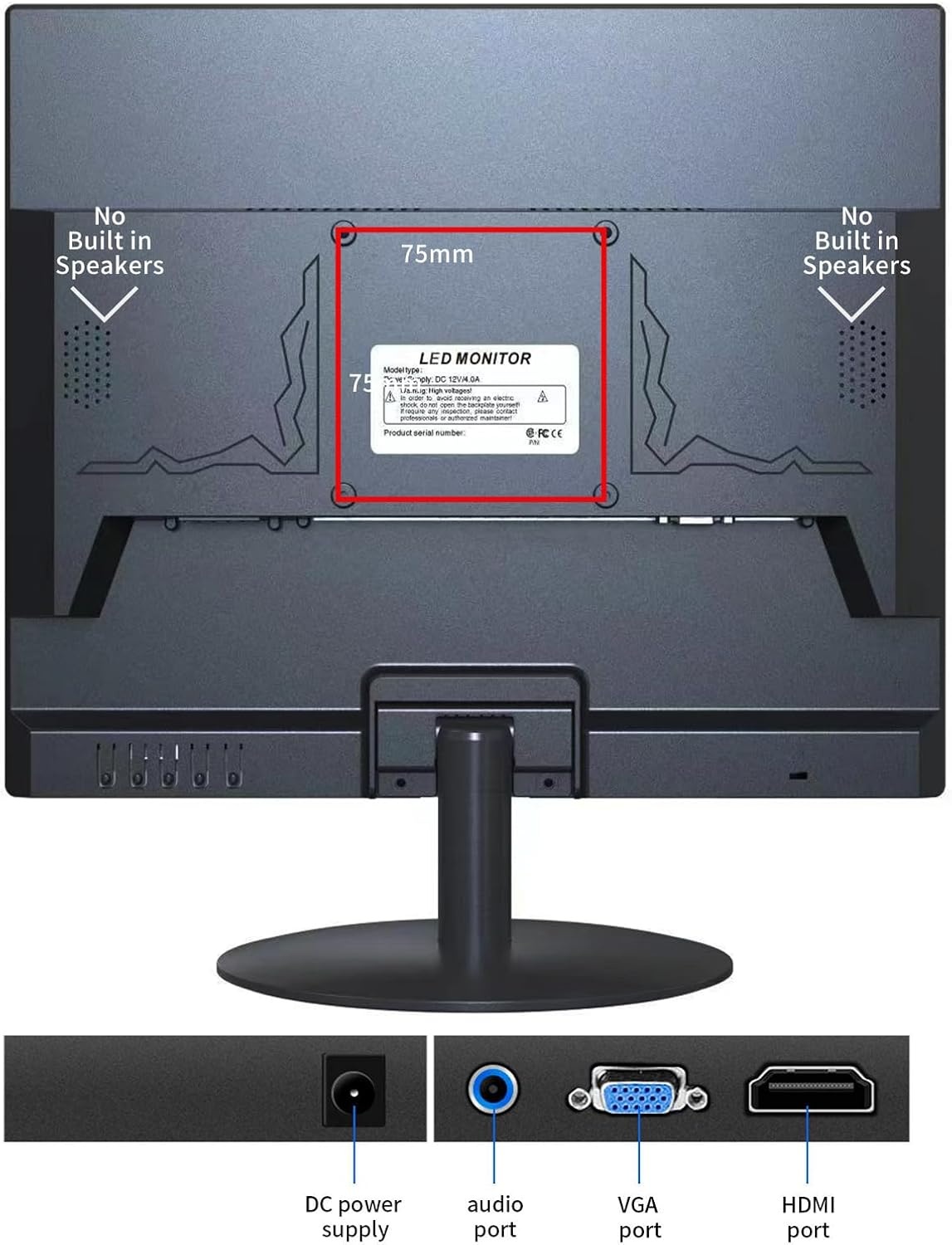 SKitphrati 19 inch LED PC Monitor - 1280x1024 - 75Hz - HDMI & VGA - Zwart