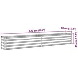 vidaXL Plantenbak verhoogd 320x40x45 cm gegalvaniseerd staal antraciet