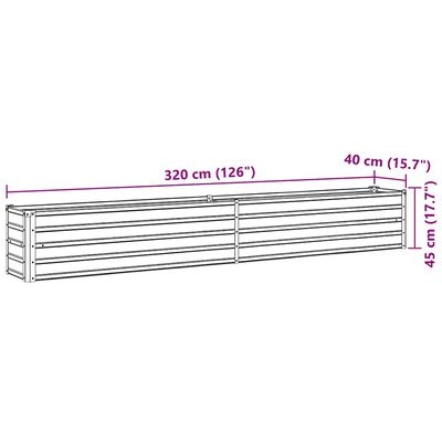 vidaXL Plantenbak verhoogd 320x40x45 cm gegalvaniseerd staal antraciet