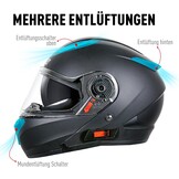 NENKI NK-868 Systeemhelm - ECE 22.06 Gecertificeerd - Mat Zwart - Maat L