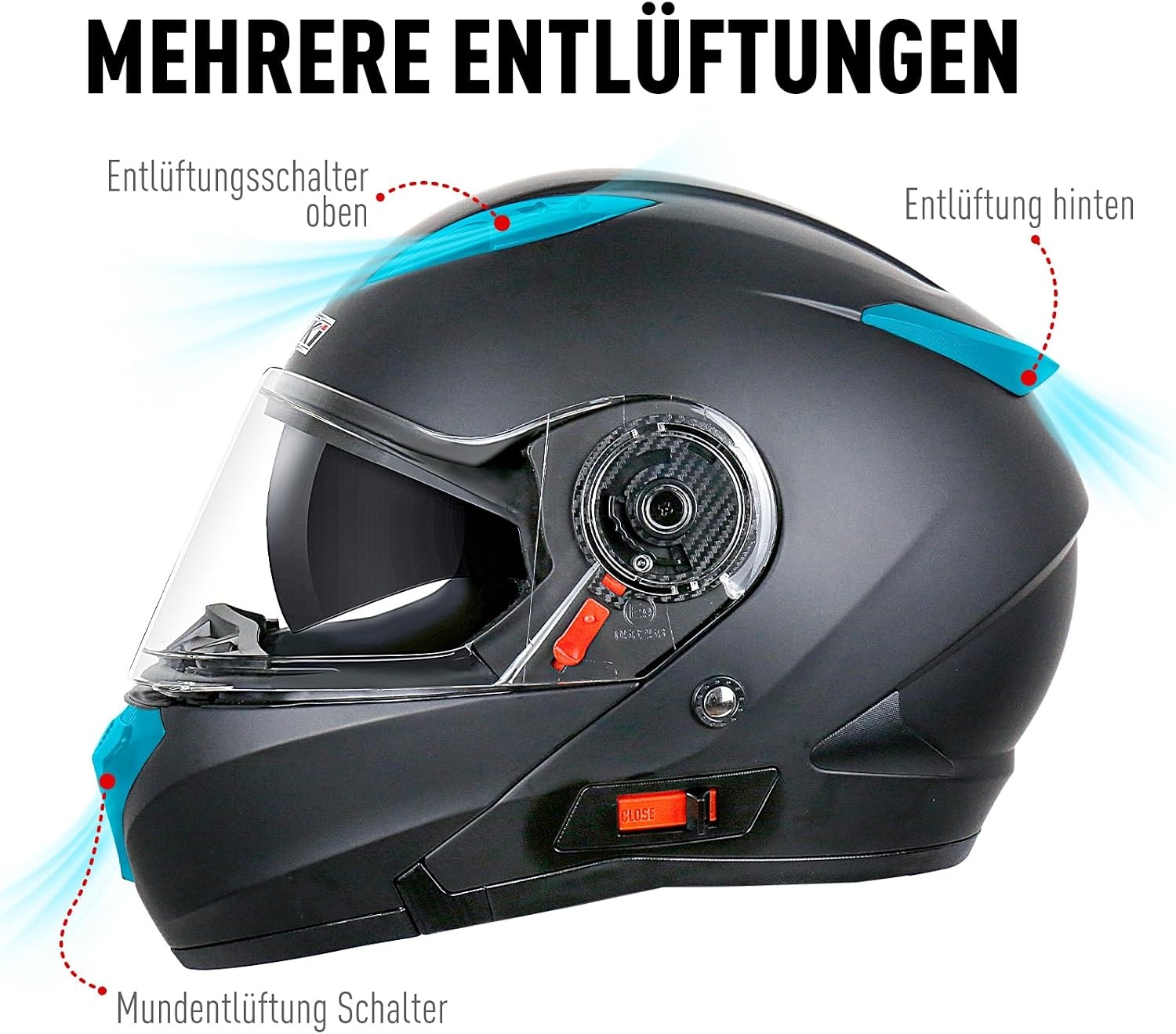 NENKI NK-868 Systeemhelm - ECE 22.06 Gecertificeerd - Mat Zwart - Maat L