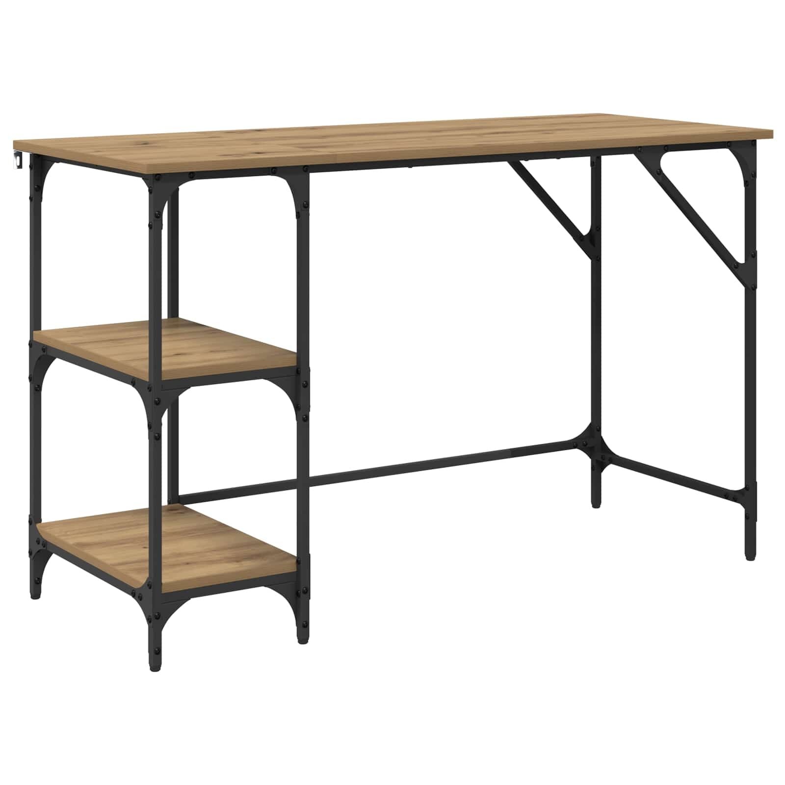 vidaXL Bureau Artisan Eiken 120 x 50 x 75 cm Bewerkt hout