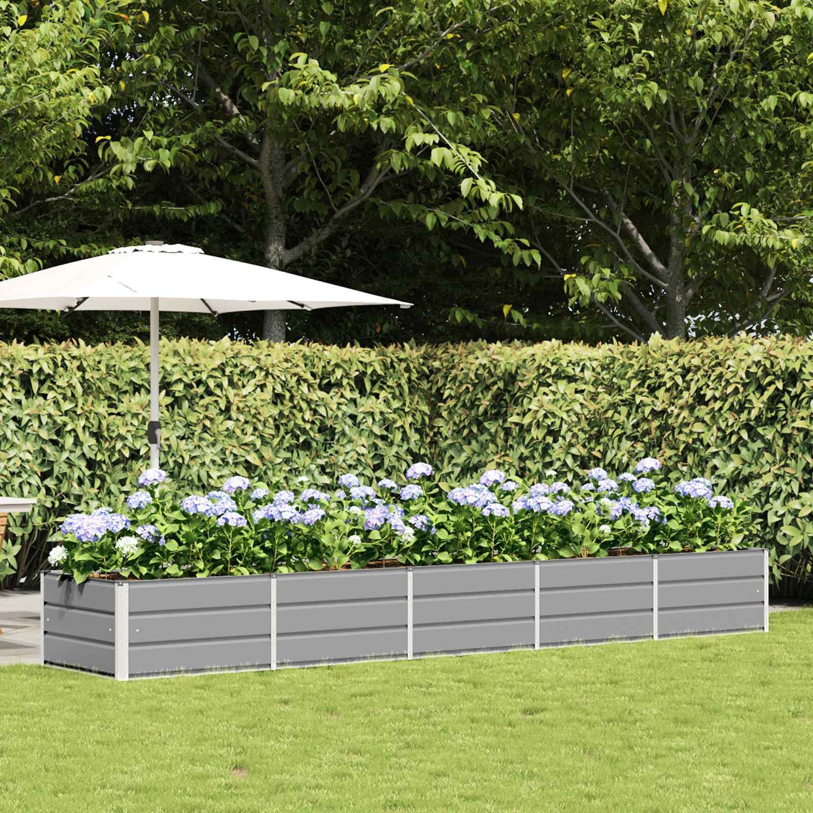 Lichtgrijze Stalen Plantenbak 400x80x45cm - 34% Korting
