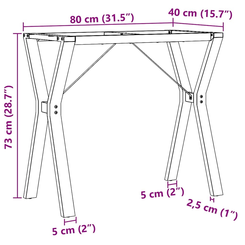 Y-frame Tafelpoten Staal 80x40x73 cm - 34% Korting!