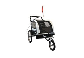Multifunctionele Fietskar Kind - 2-zits - Met Schokbreker - Zwart Wit - 35% Korting