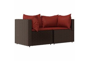 Tuinhoekbanken met kussens, 2 stuks, polyrotan bruin - 35% Korting!