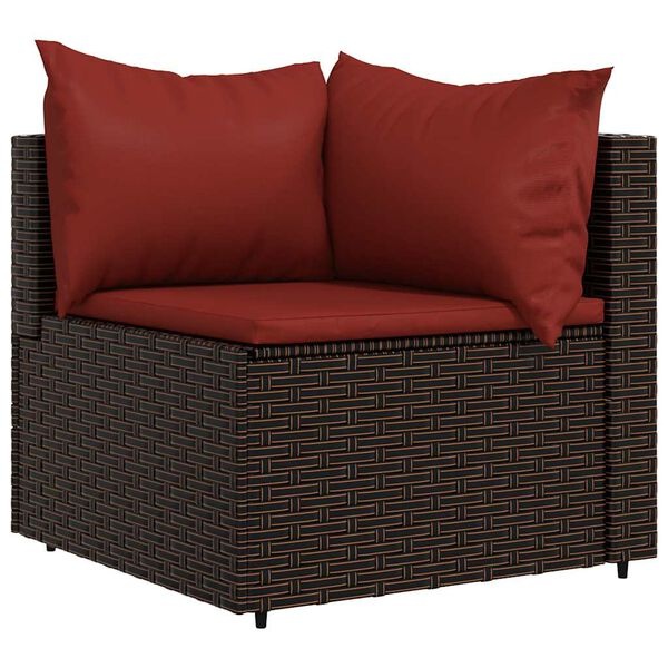 Tuinhoekbanken met kussens, 2 stuks, polyrotan bruin - 35% Korting!
