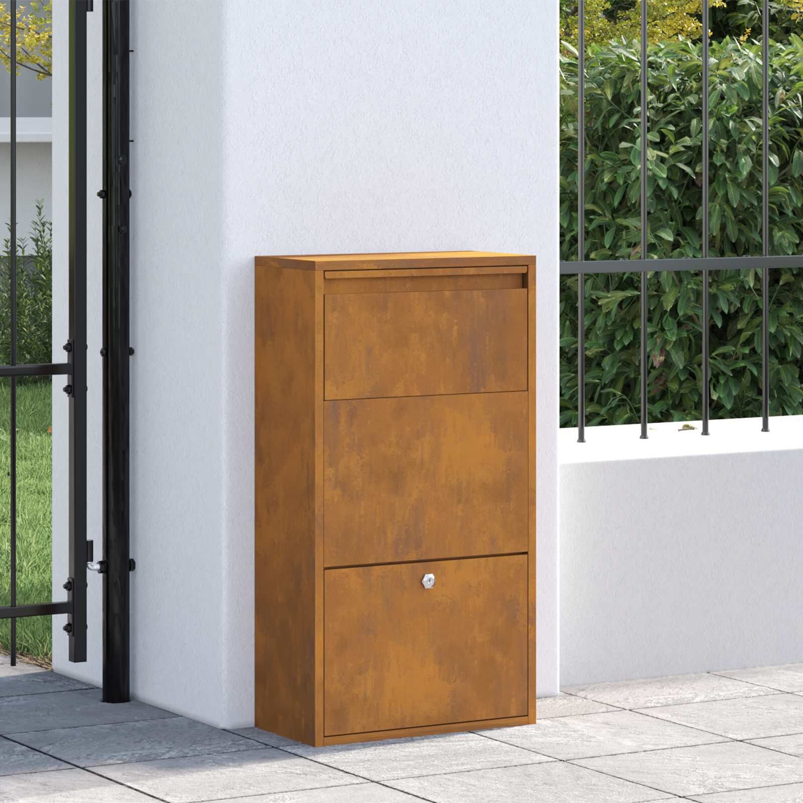 vidaXL Pakket Inwerp Box met Slot - Roestig, 44x22x82cm Cortenstaal (-34%)
