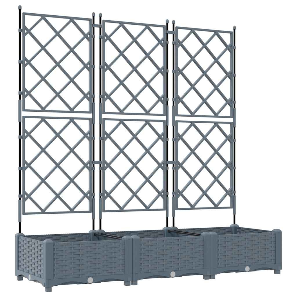 vidaXL Tuindruppel met Trellis 3 pcs Lichtgrijs 120 x 40 x 125,5 cm PP