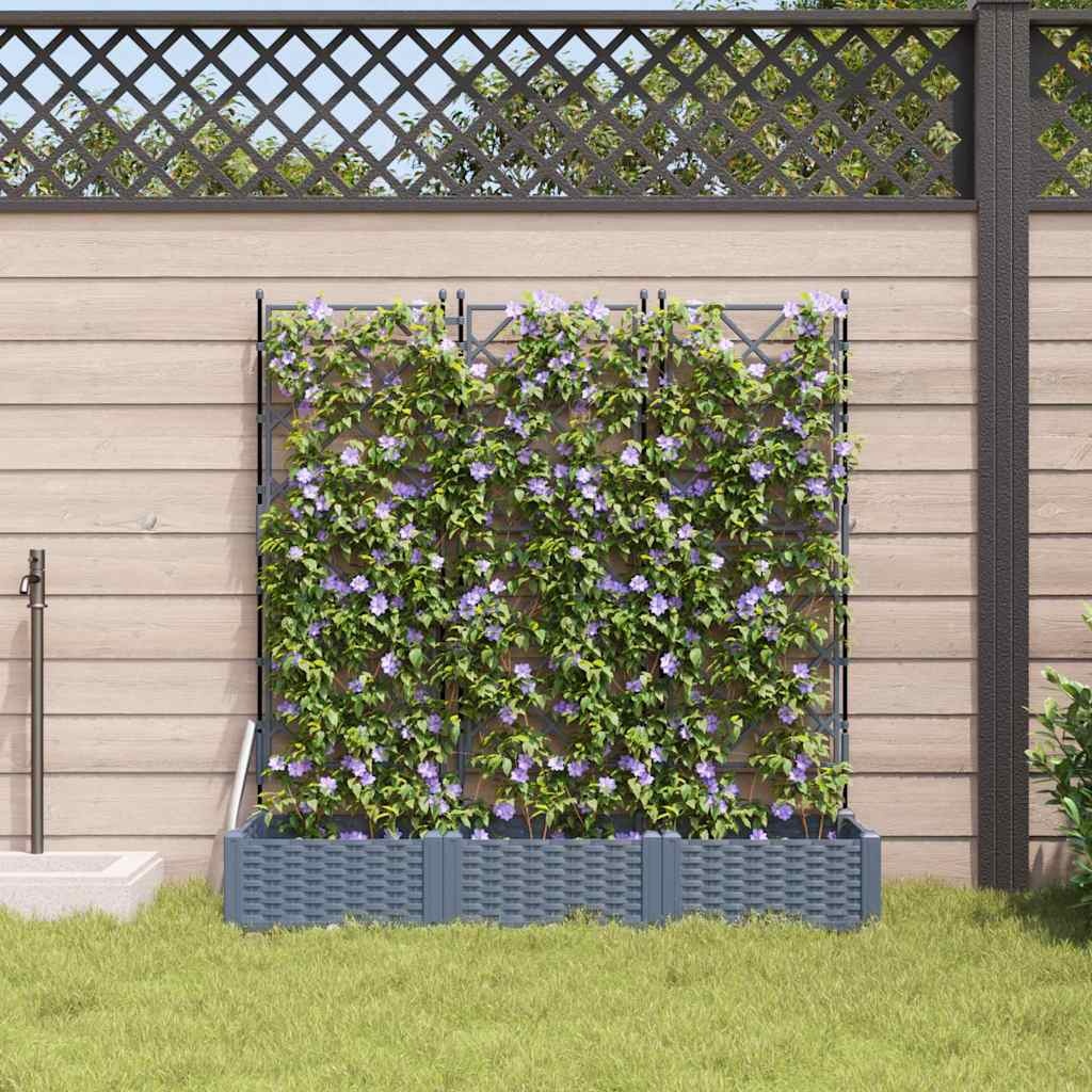 vidaXL Tuindruppel met Trellis 3 pcs Lichtgrijs 120 x 40 x 125,5 cm PP
