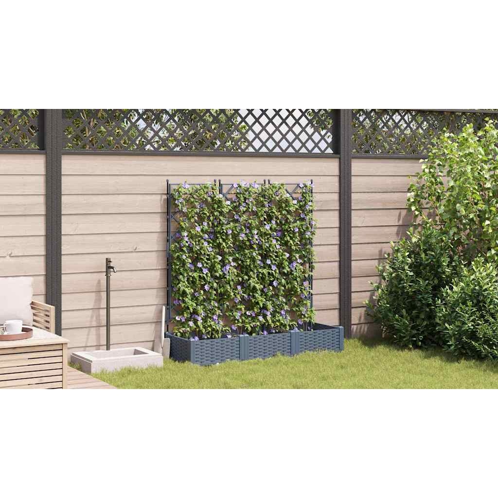 vidaXL Tuindruppel met Trellis 3 pcs Lichtgrijs 120 x 40 x 125,5 cm PP