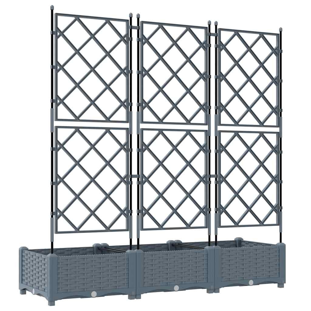 vidaXL Tuindruppel met Trellis 3 pcs Lichtgrijs 120 x 40 x 125,5 cm PP