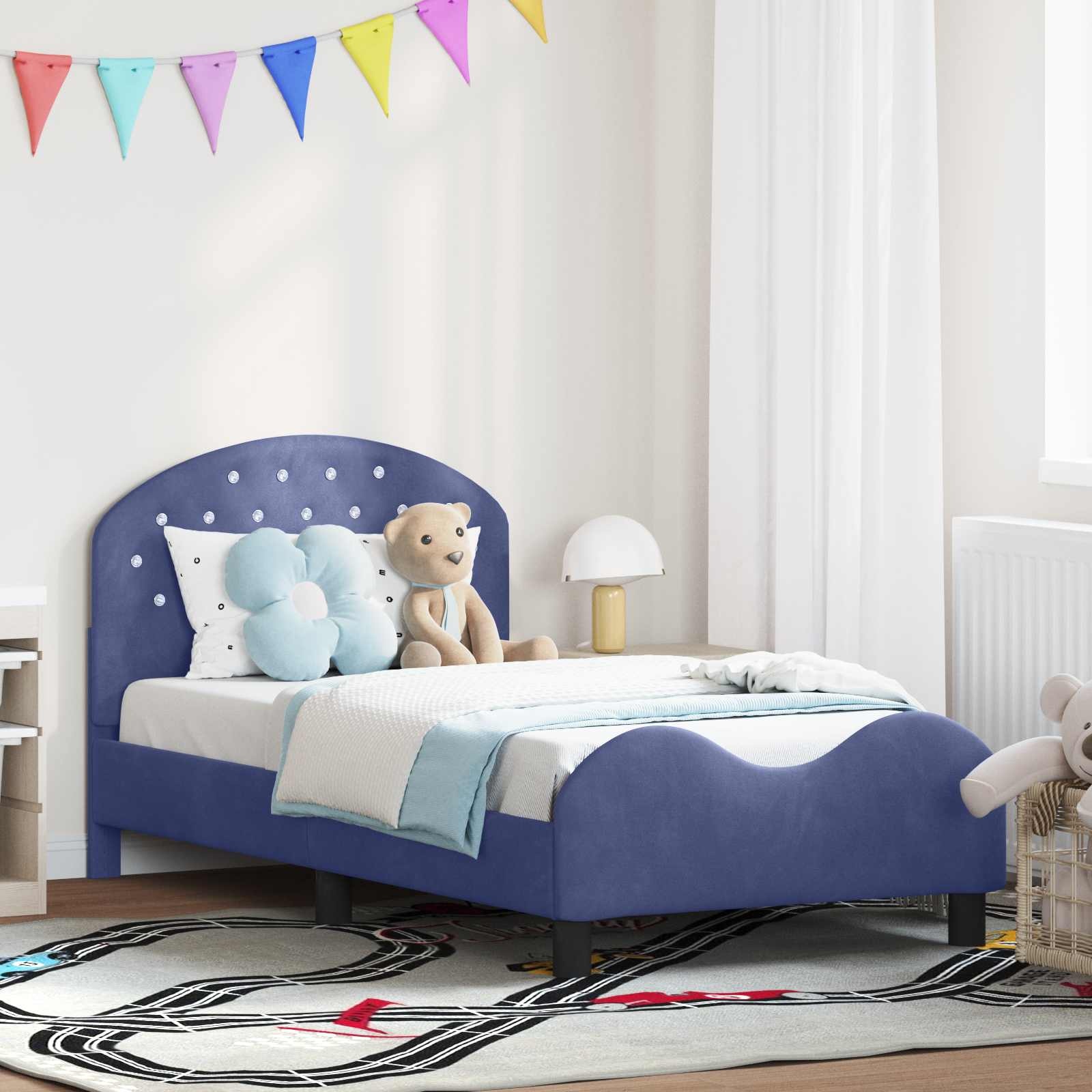 vidaXL Bedframe voor kinderen met hoofdbord Politieblauw 80 x 160 cm