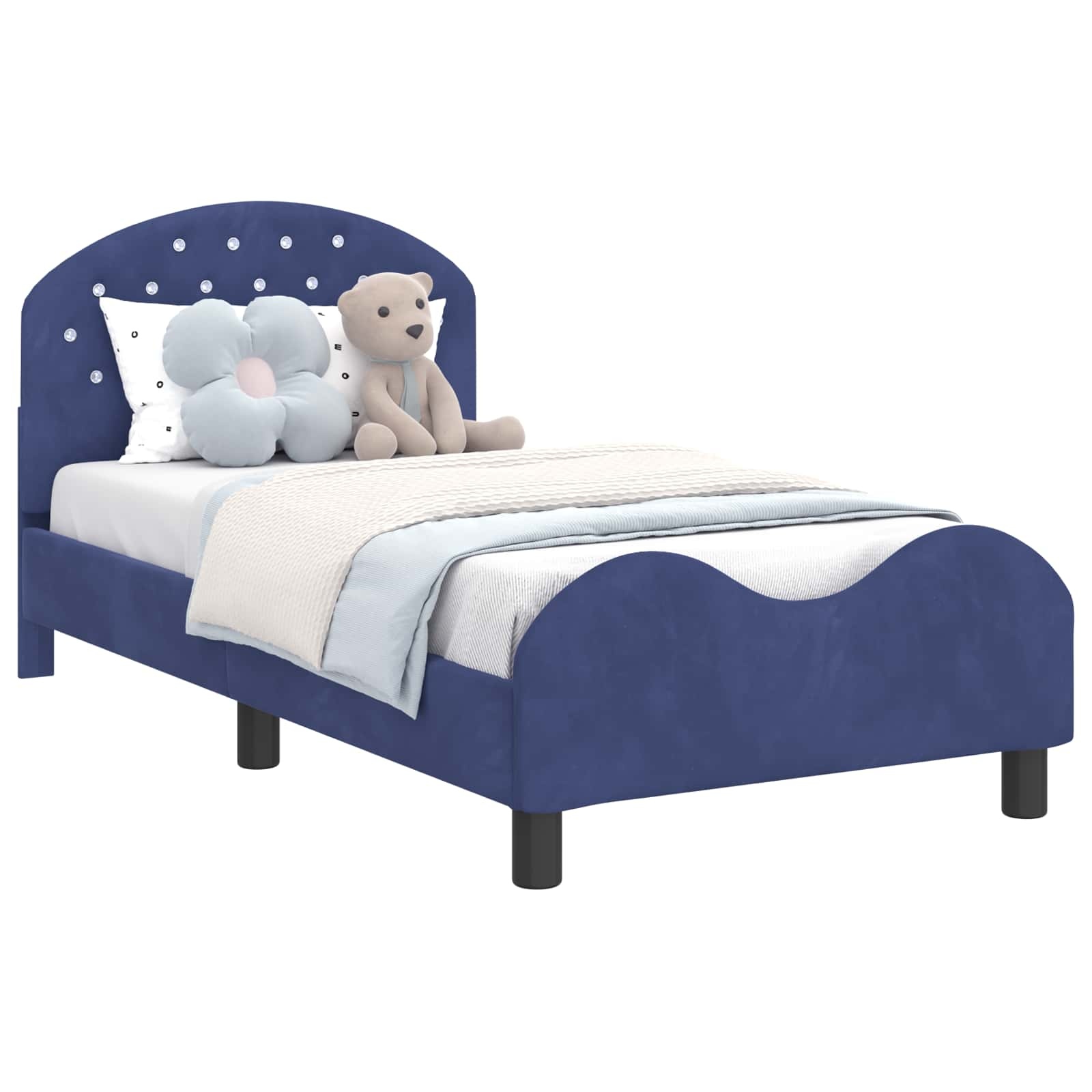 vidaXL Bedframe voor kinderen met hoofdbord Politieblauw 80 x 160 cm