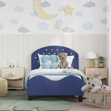 vidaXL Bedframe voor kinderen met hoofdbord Politieblauw 80 x 160 cm