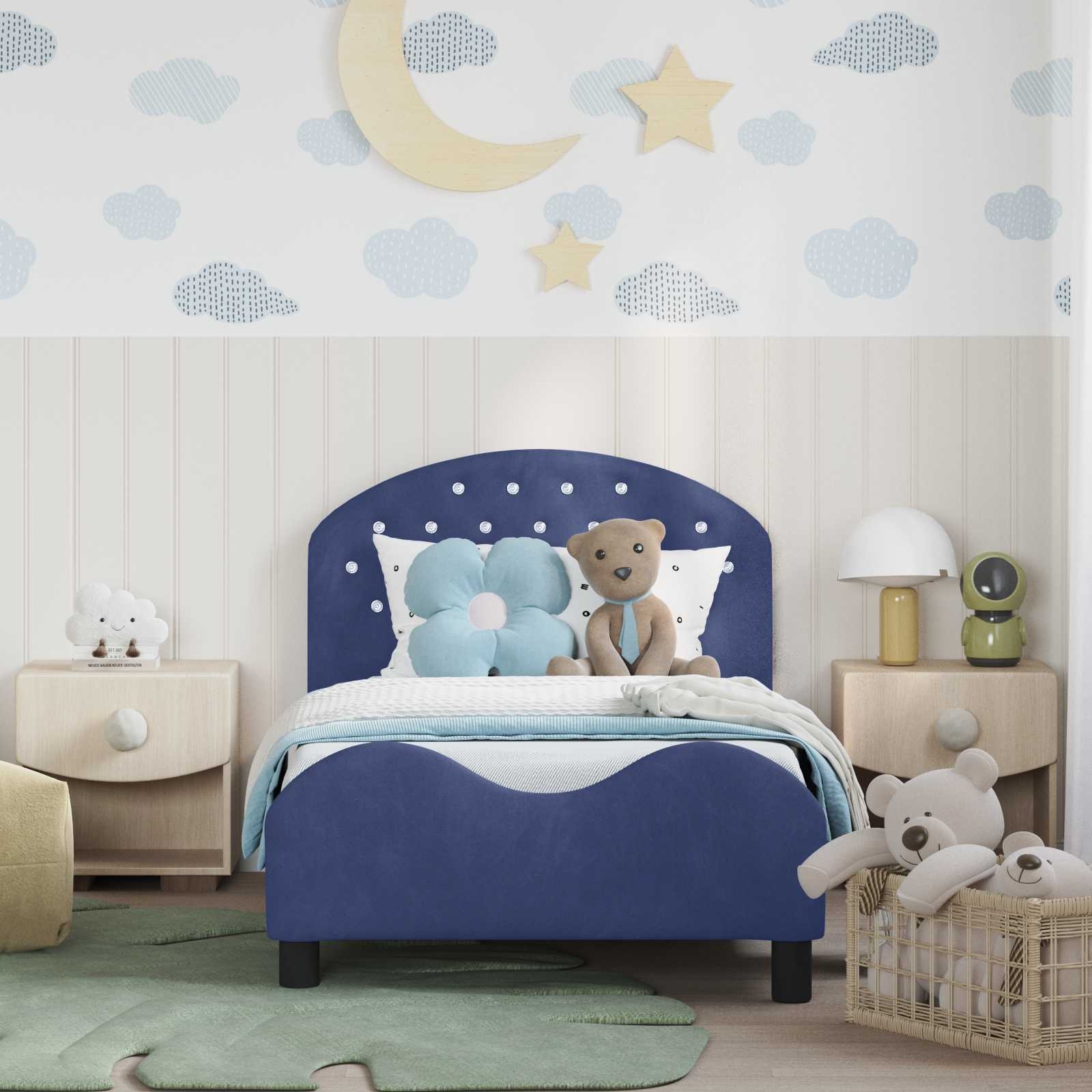 vidaXL Bedframe voor kinderen met hoofdbord Politieblauw 80 x 160 cm