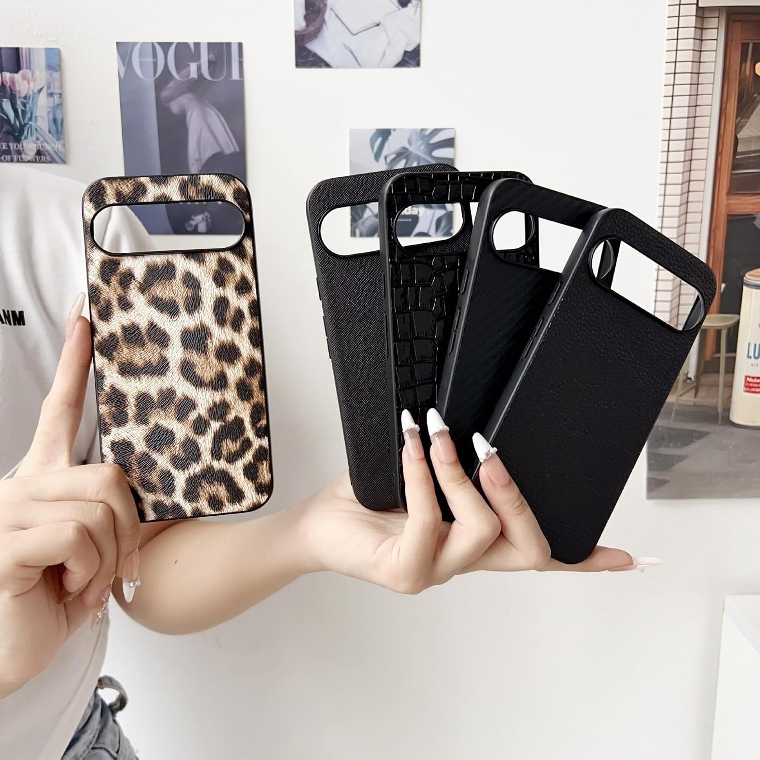 Hoesje Google Pixel 7 | PU Leer Leopard Print | Ultra Dun | Krasbestendig Schokabsorberend TPU frame | Verhoogde Randen | Anti-slip