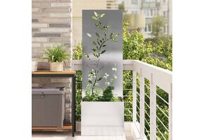 Zilver Tuin Privacy Scherm met Decoratief Paneel - 34% Korting