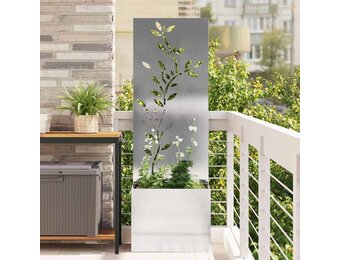 vidaXL Tuinplant met Decoratief Paneel Zilver 50 x 140 cm