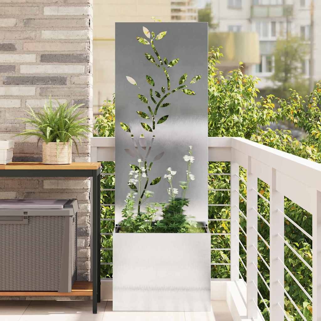 vidaXL Tuinplant met Decoratief Paneel Zilver 50 x 140 cm