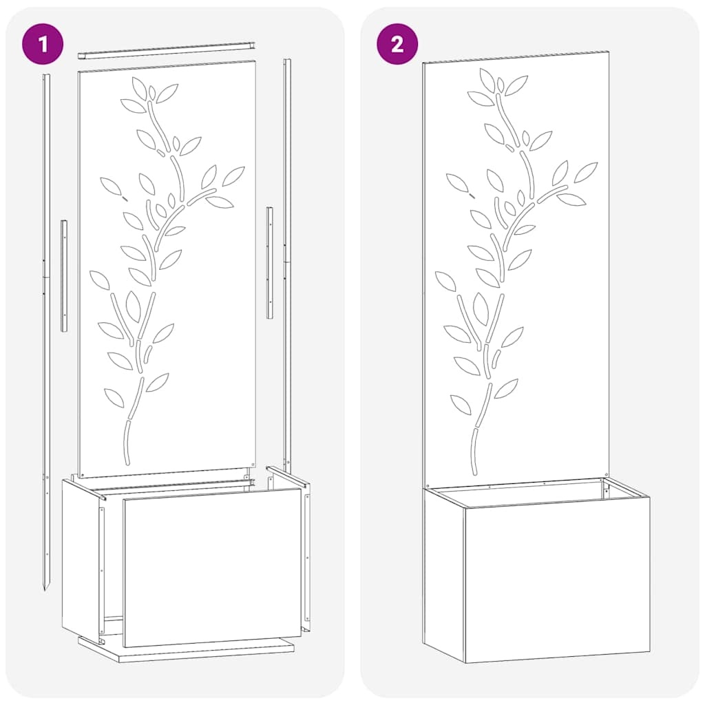 vidaXL Tuinplant met Decoratief Paneel Zilver 50 x 140 cm