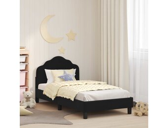 Kinderbedframe Fluweel Zwart 80 x 160 cm - 59% Korting