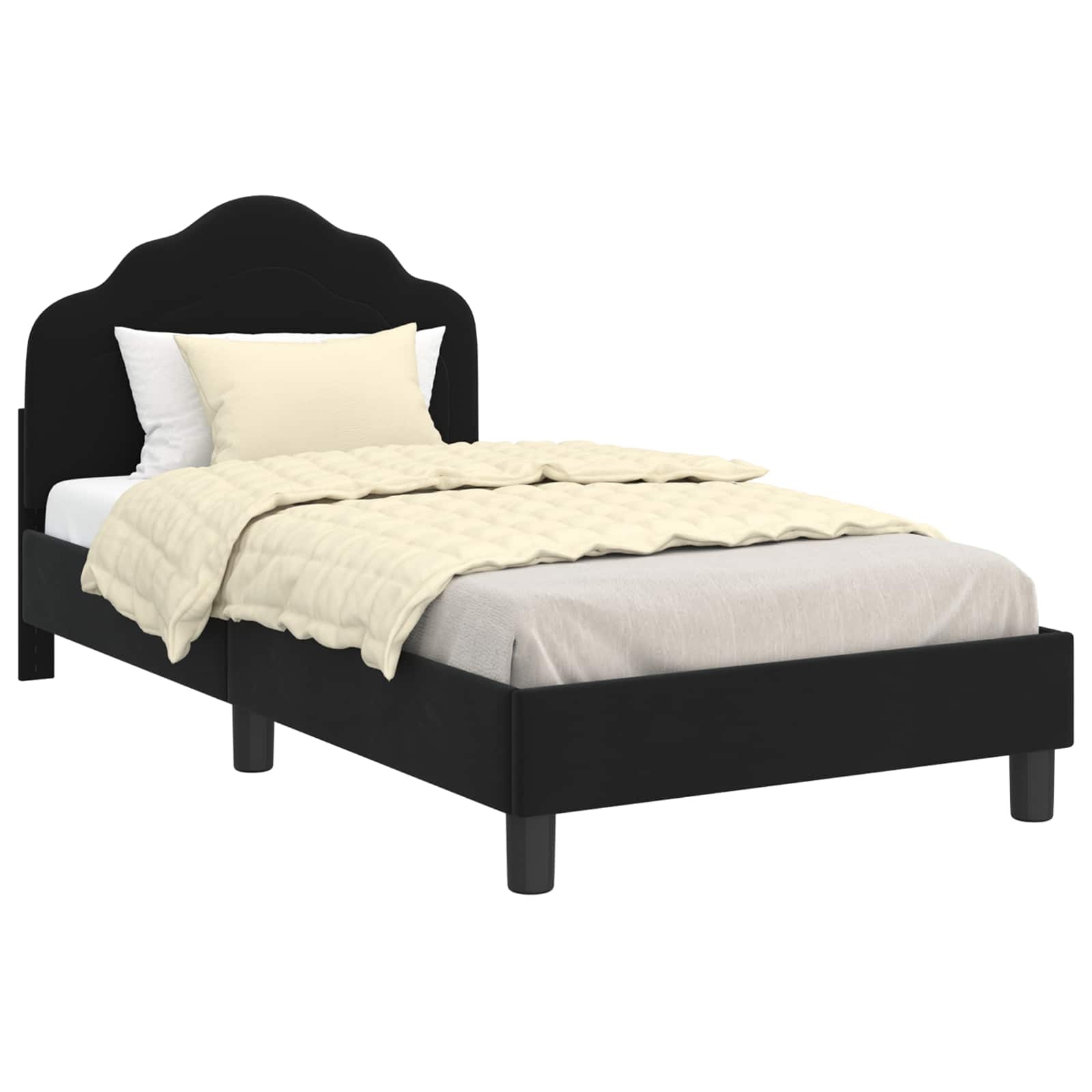 Kinderbedframe Fluweel Zwart 80 x 160 cm - 59% Korting