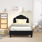 Kinderbedframe Fluweel Zwart 80 x 160 cm - 59% Korting